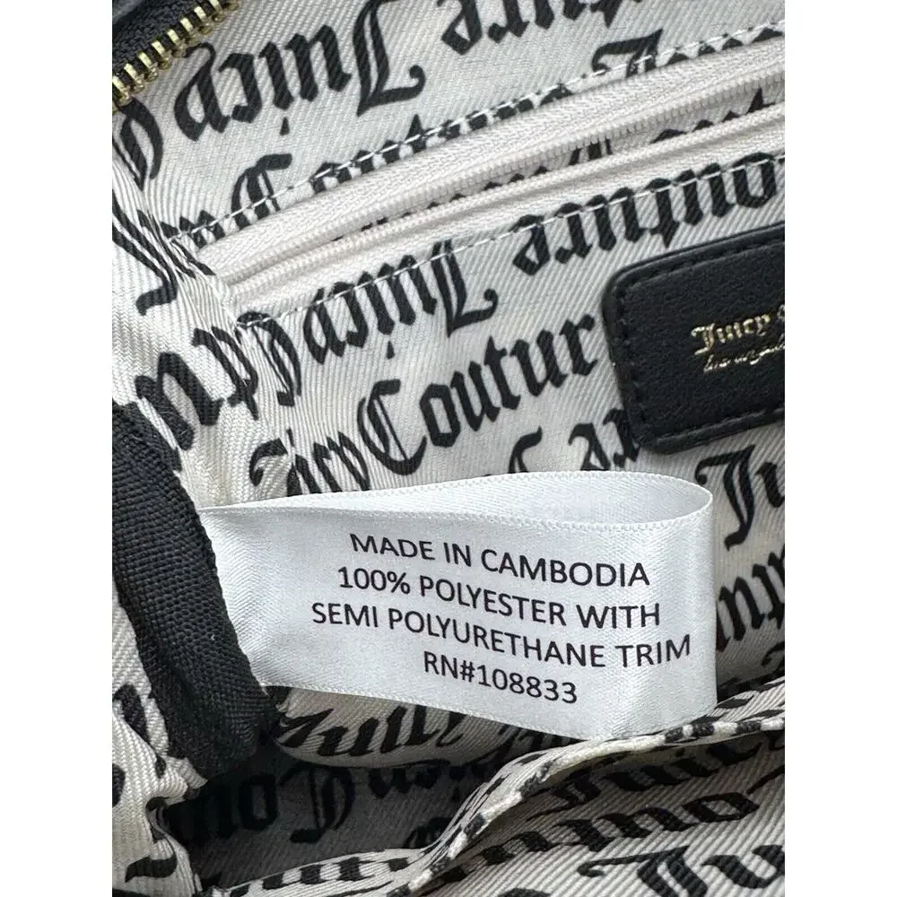 Juicy Couture If The Crown Fits Velour Satchel NWOT Black Y2K